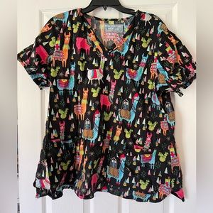 Llama Christmas Scrub Top!